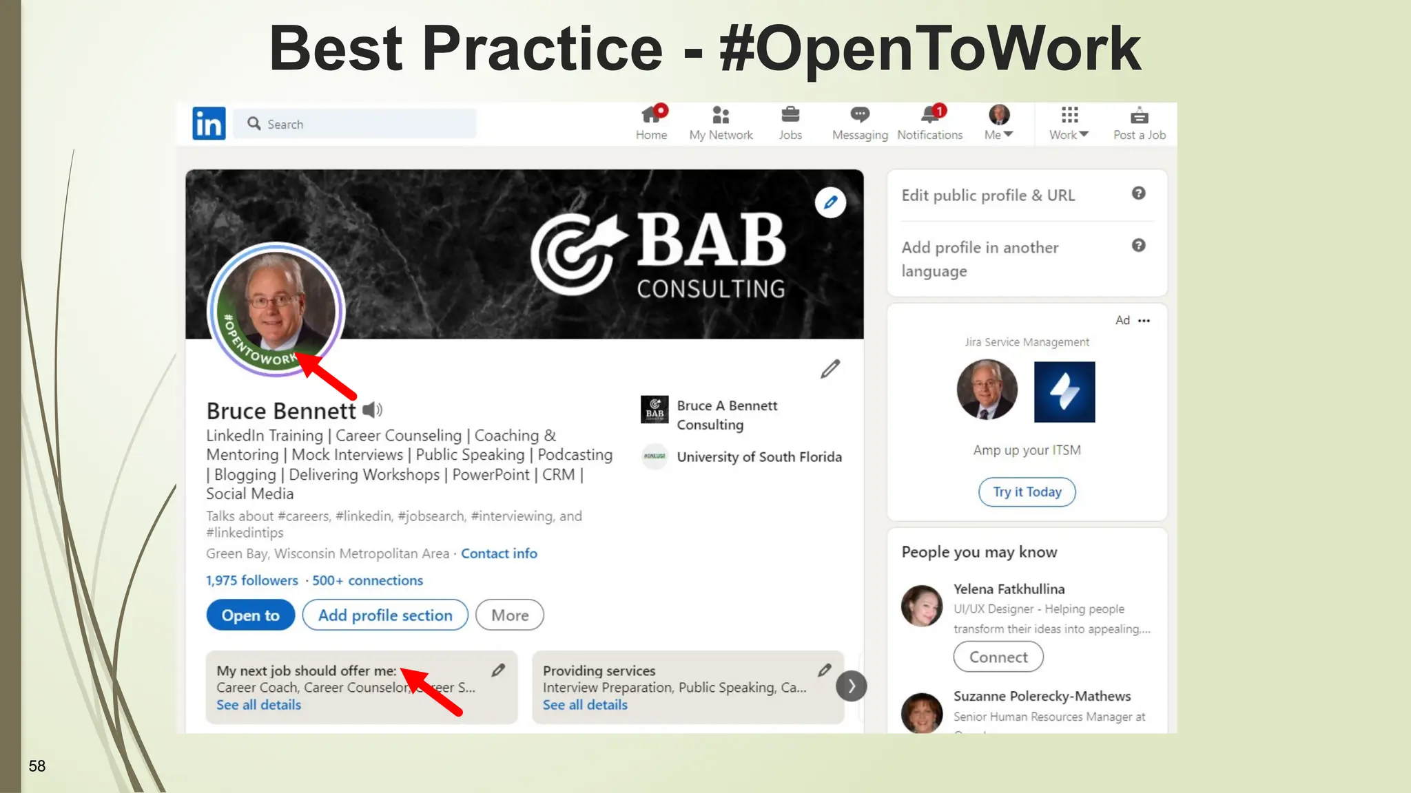 58
Best Practice - #OpenToWork
 