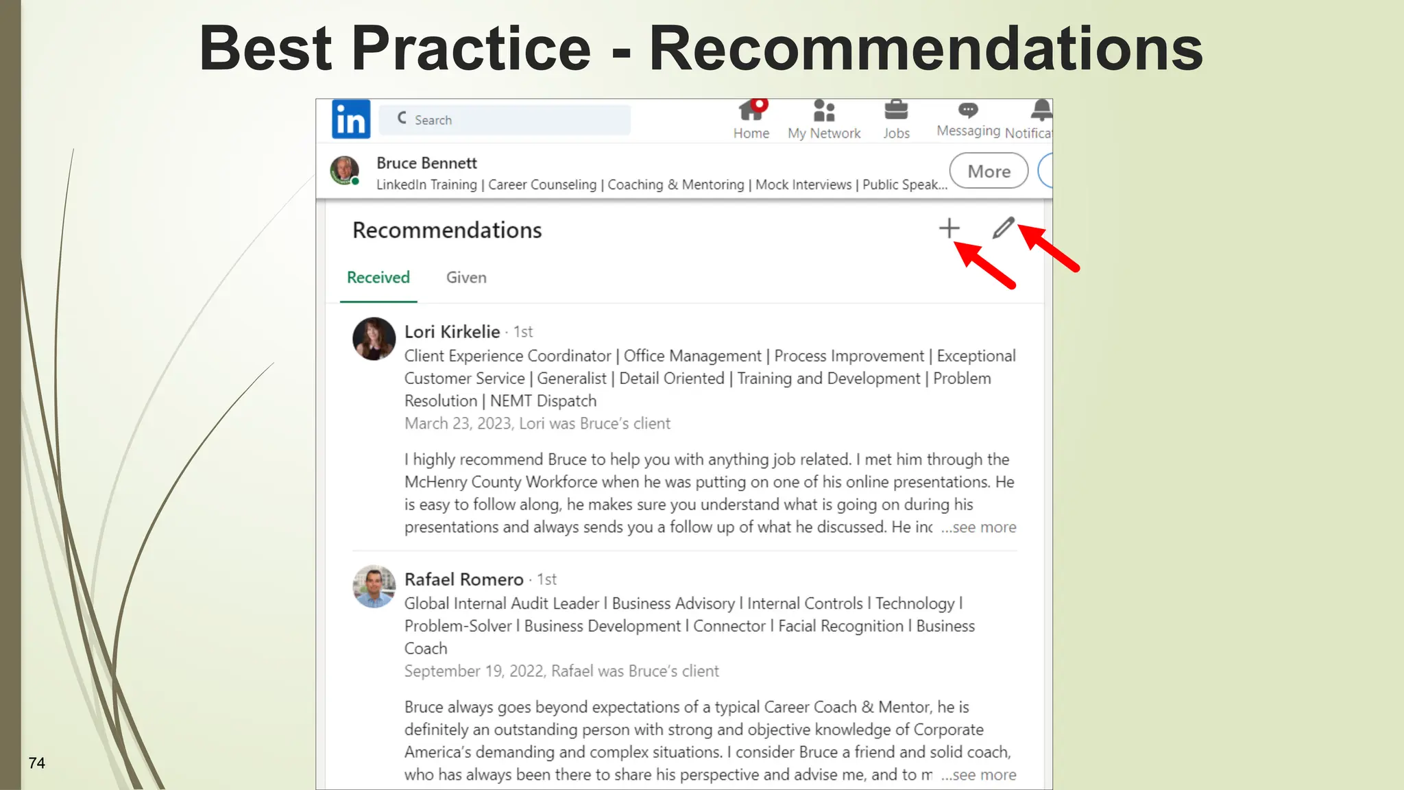 74
Best Practice - Recommendations
 