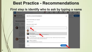 86
Best Practice - Recommendations
First step is identify who to ask by typing a name
 
