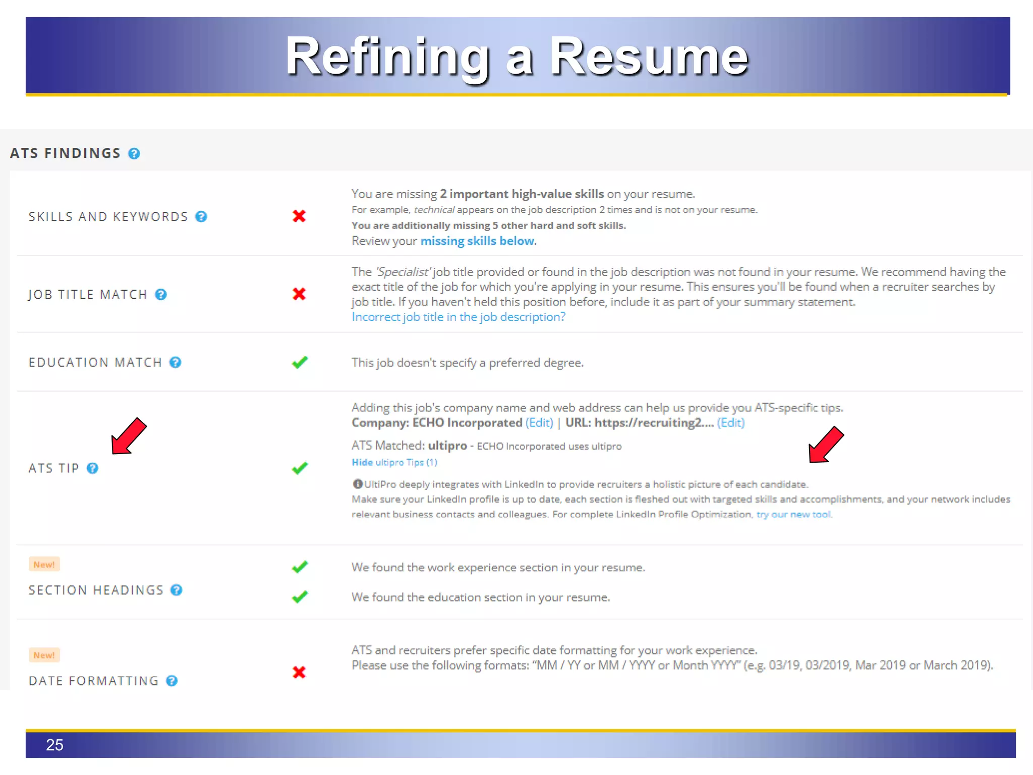 25
Refining a Resume
 