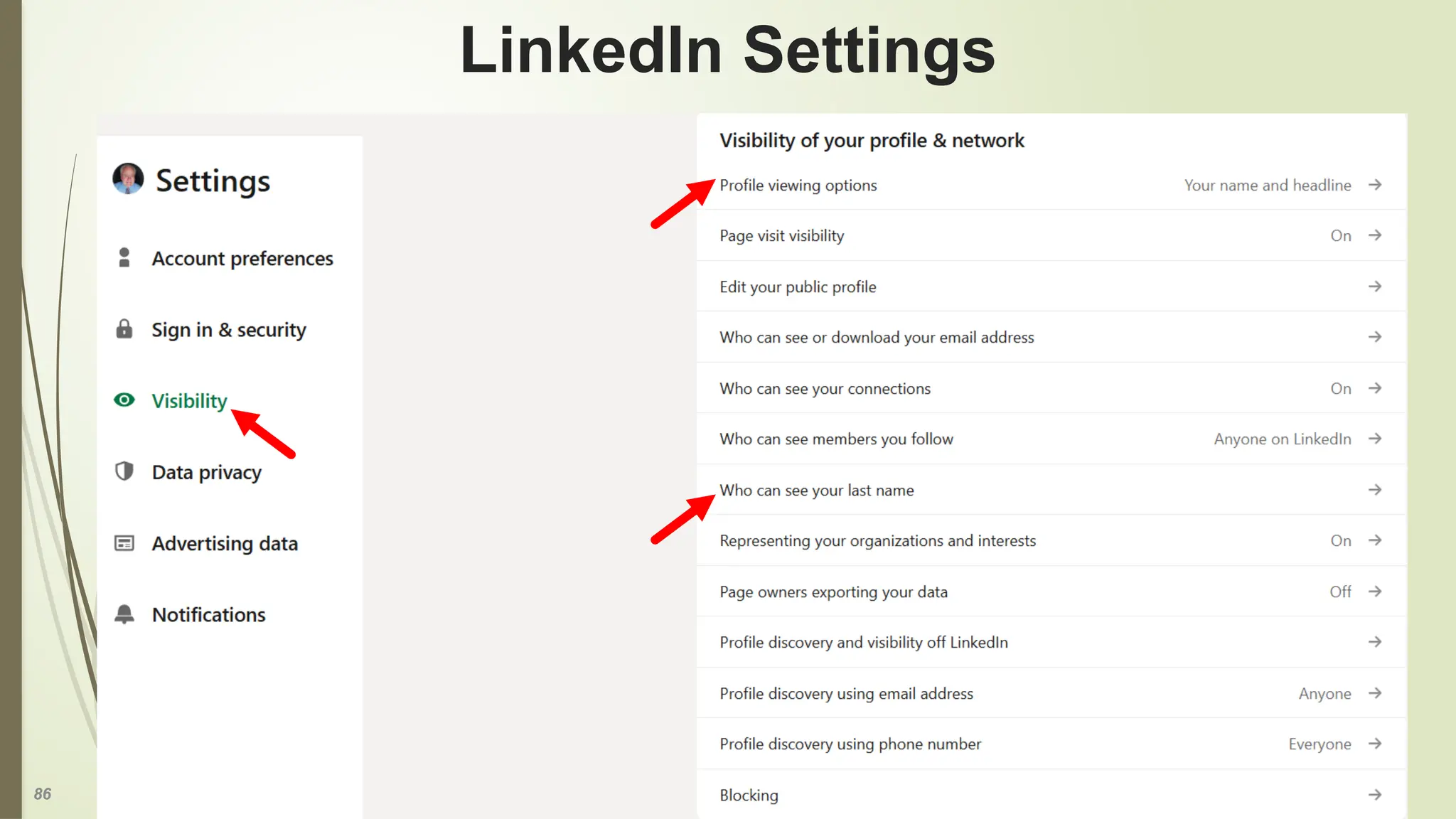 86
LinkedIn Settings
 