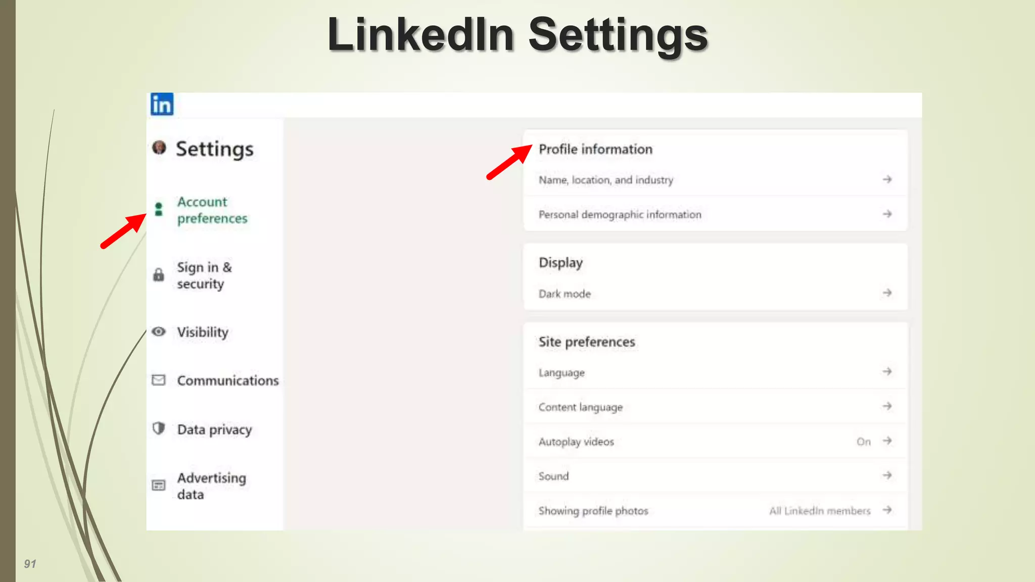 91
LinkedIn Settings
 