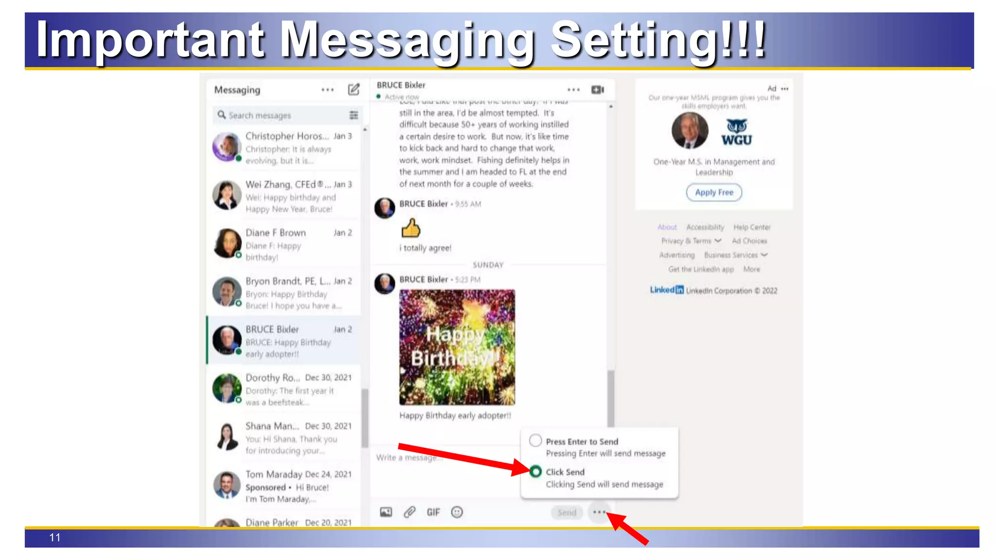 11
Important Messaging Setting!!!
 