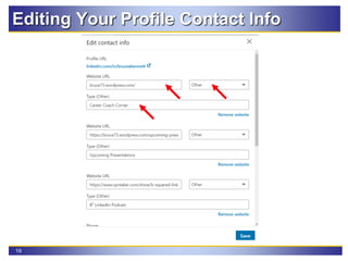 19
Editing Your Profile Contact Info
 