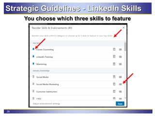 29
Strategic Guidelines - LinkedIn Skills
You choose which three skills to feature
 