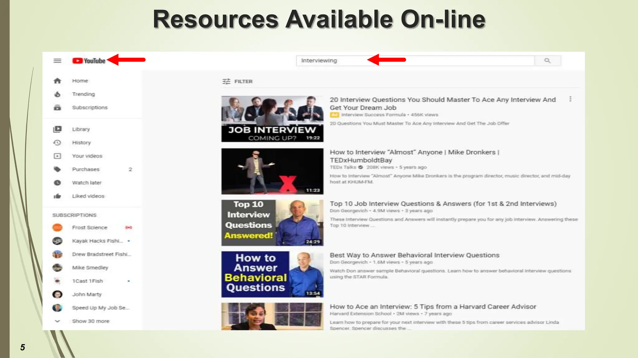 Resources Available On-line
5
 