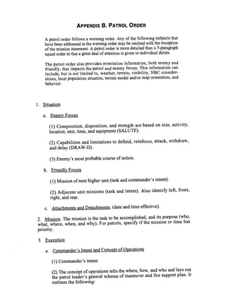 Patrol Order Card Example Mcwp 3 11.3 scouting and patrolling | PDF