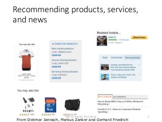 Recommending products, services,
and news
From Dietmar Jannach, Markus Zanker and Gerhard Friedrich
5TAAI 16 Tutorial, Shou-de Lin
 
