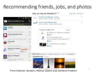 Recommending friends, jobs, and photos
From Dietmar Jannach, Markus Zanker and Gerhard Friedrich
6TAAI 16 Tutorial, Shou-de Lin
 