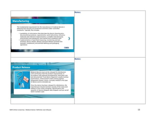 RAPS Online University | Medical Device: Definition and Lifecycle 13
Notes:
Notes:
 
