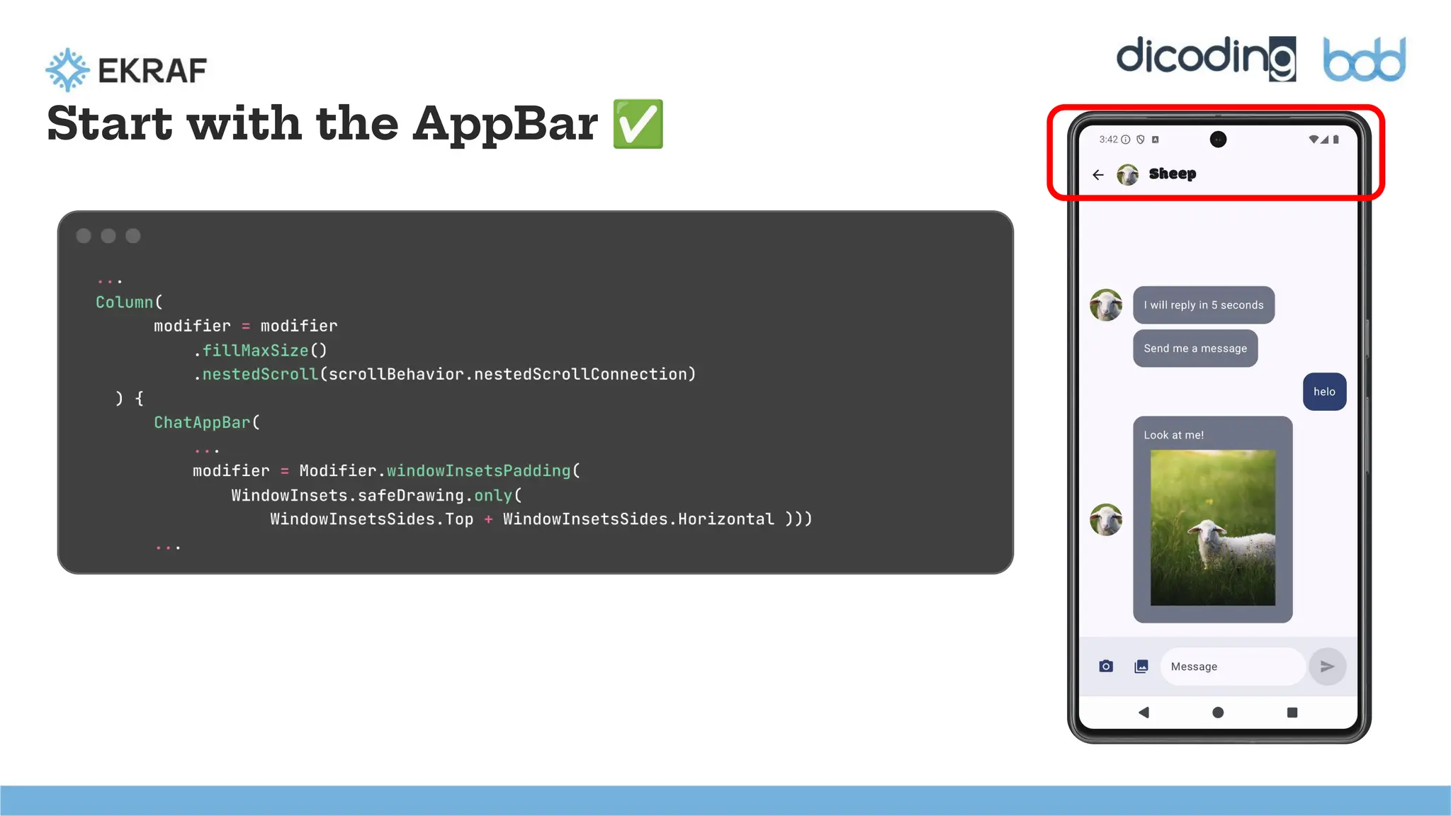 Start with the AppBar ✅
 
