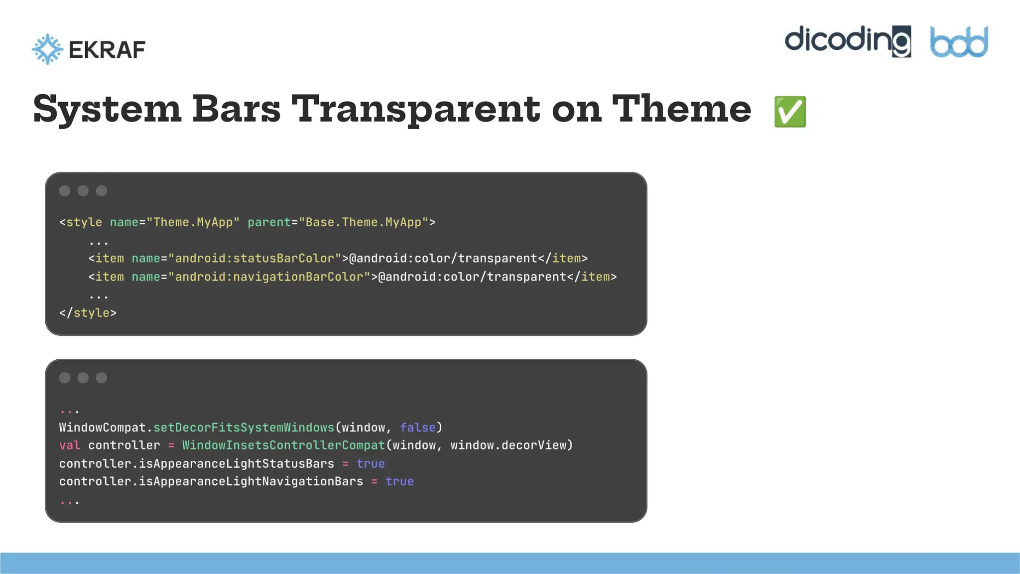 System Bars Transparent on Theme ✅
 