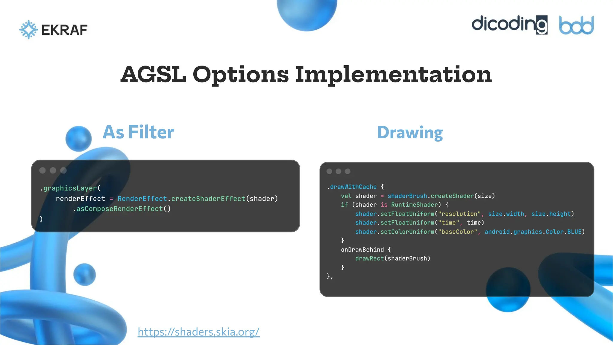 As Filter Drawing
Traditional approach and
requires you to manually listen
for and apply insets
AGSL Options Implementation
https://shaders.skia.org/
 