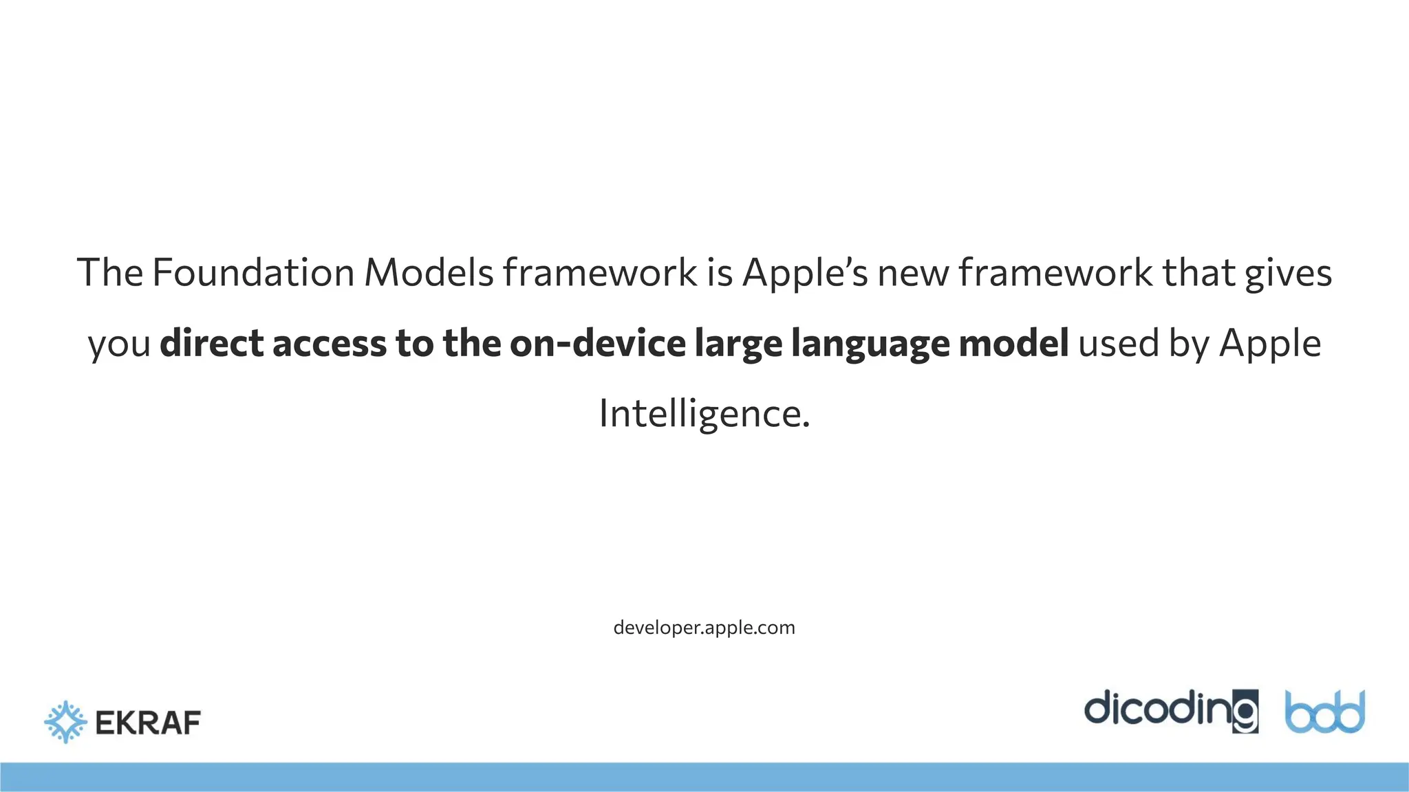The Foundation Models framework is Apple’s new framework that gives
you direct access to the on-device large language model used by Apple
Intelligence.
developer.apple.com
 