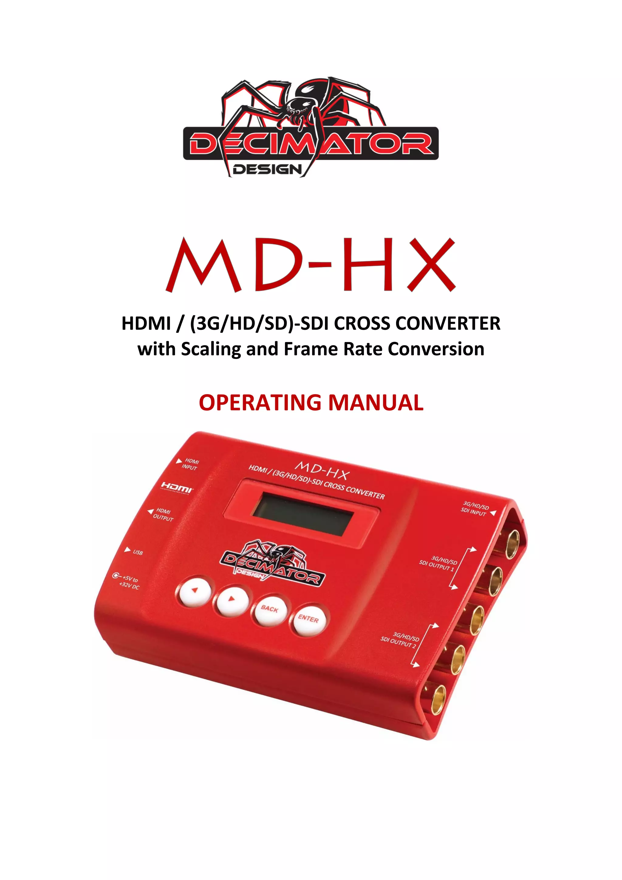 Decimator MDHX hardwaremanual_fv1.3 PDF