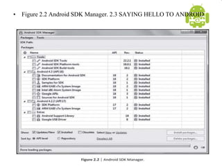 • Figure 2.2 Android SDK Manager. 2.3 SAYING HELLO TO ANDROID
 
