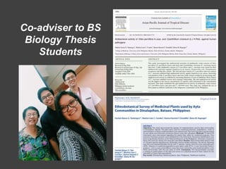 Co-adviser to BS
Biology Thesis
Students
 