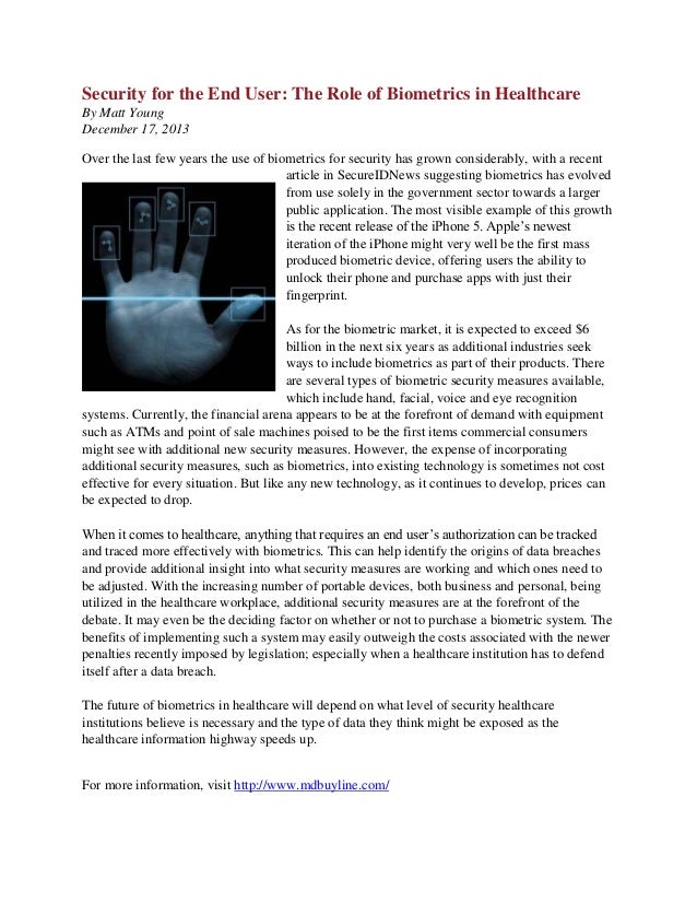 The Role of Biometrics in Healthcare MD Buyline