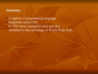 A begineers guide of JAVA - Getting Started | PPT