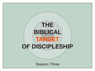 THE
   BIBLICAL
    TARGET
OF DISCIPLESHIP

    Session Three
 