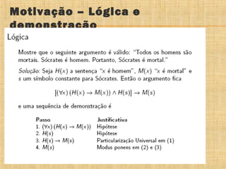 Motivação – Lógica e
demonstração

 