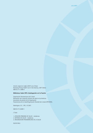 Primaria Health.pdf Renovación de la atención primaria de la salud en las américas 2007 | PDF
