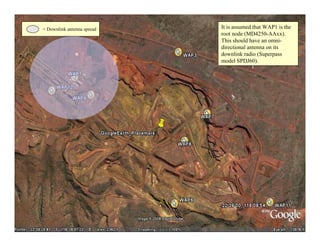 = Downlink antenna spread   It is assumed that WAP1 is the
                            root node (MD4250-AAxx).
                            This should have an omni-
                            directional antenna on its
                            downlink radio (Superpass
                            model SPDJ60).




                                                             32
 