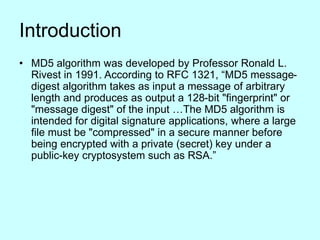 introduction to MD5 Massage Digest Algorithm.ppt