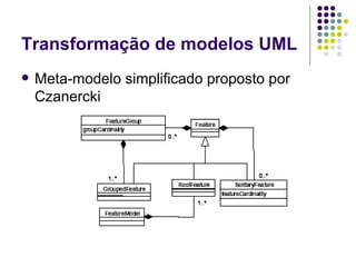 Transformação de modelos UML Meta-modelo simplificado proposto por Czanercki 