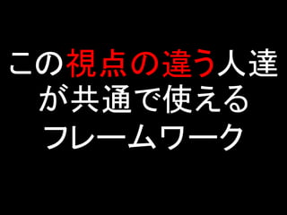 この視点の違う人達
が共通で使える
フレームワーク
 