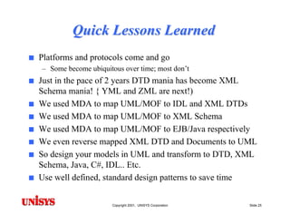Model Driven Architecture (MDA): Motivations, Status & Future