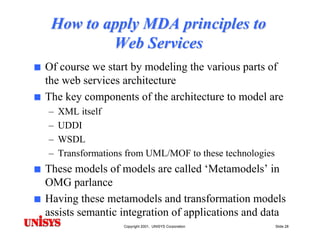 Model Driven Architecture (MDA): Motivations, Status & Future