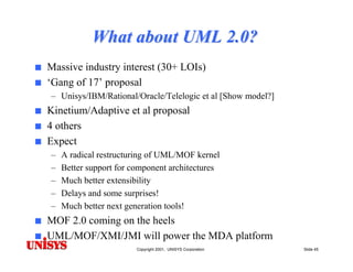 Model Driven Architecture (MDA): Motivations, Status & Future