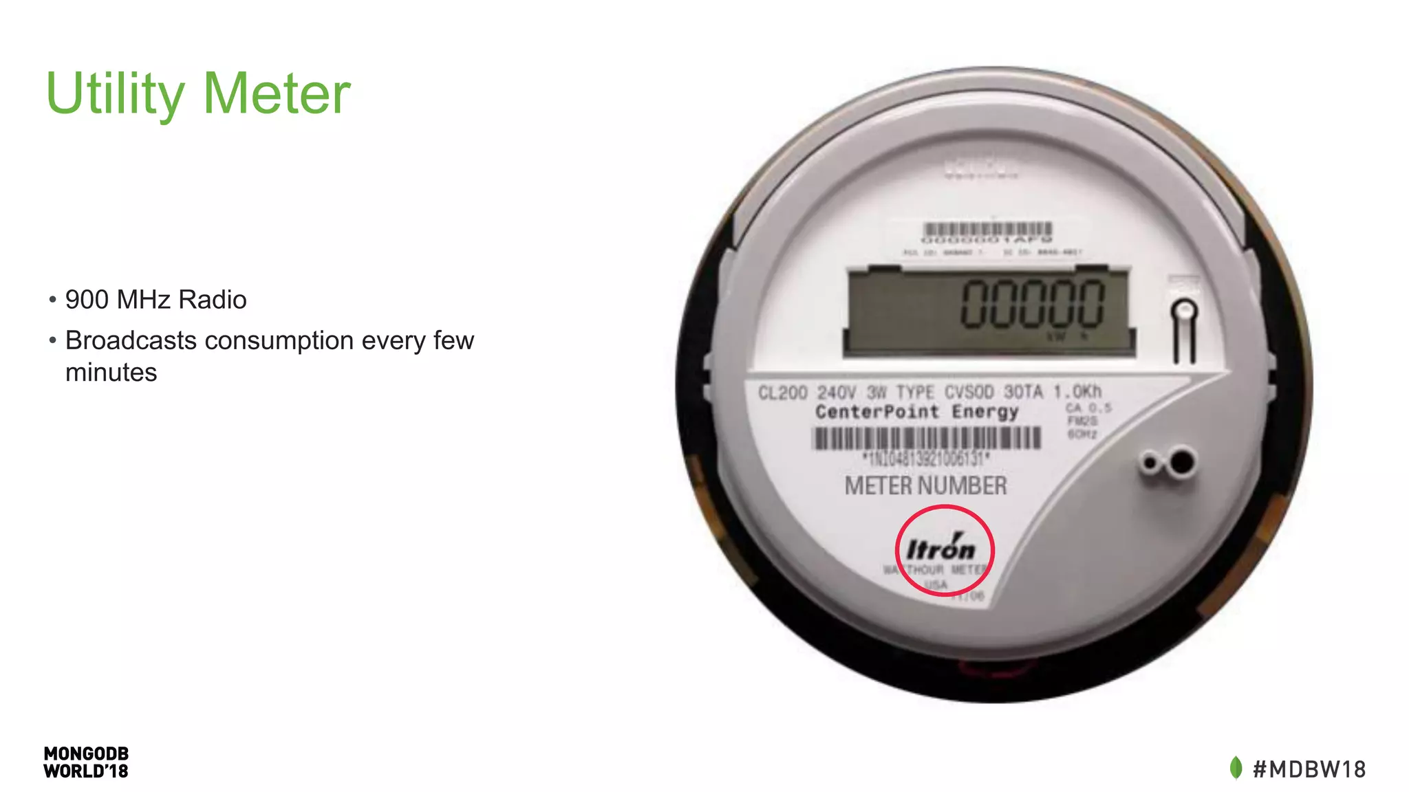 Utility Meter
• 900 MHz Radio
• Broadcasts consumption every few
minutes
 