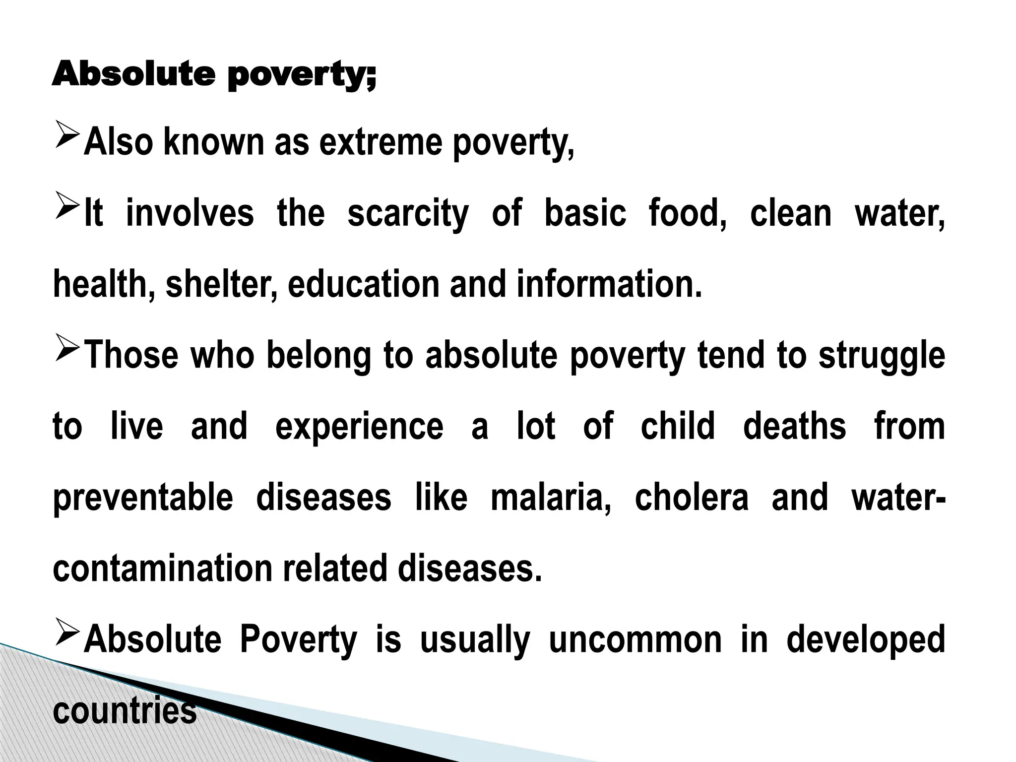 An Introduction to Poverty, Types of Poverty and causes of Poverty | PPTX