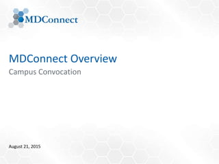 MDConnect Overview
Campus Convocation
August 21, 2015
 