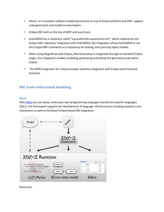 MDD and modeling tools research