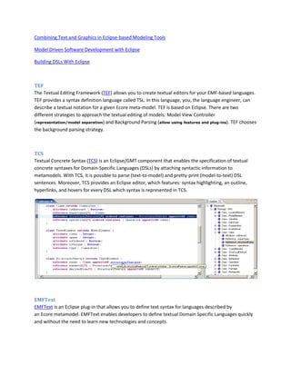 MDD and modeling tools research