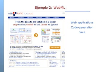 Ejemplo 2: WebML Web applications Code-generation Java 