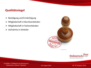 Spezialisierung
 breitere Aufstellung als bei Englisch-Übersetzern erforderlich
 Nachteil: Zeitverlust dank Einarbeitung...