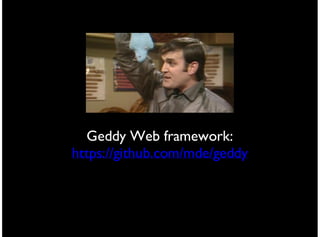 Geddy Web framework:
https://github.com/mde/geddy
 