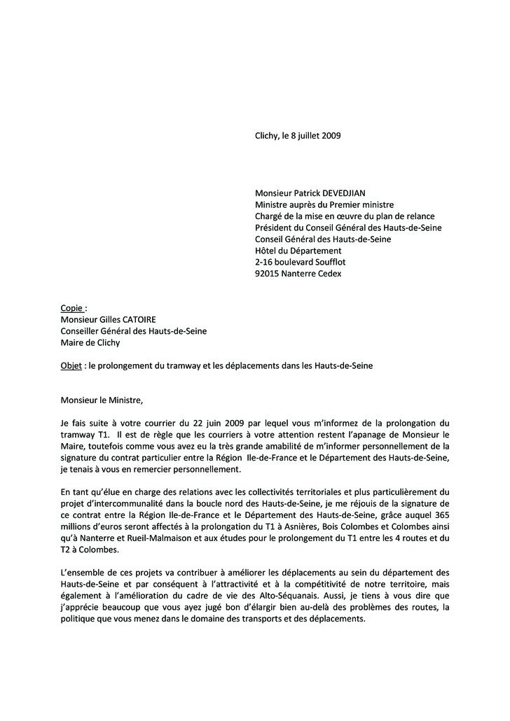 Lettre à M Devedjian