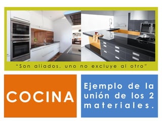 “Son aliados, uno no excluye al otro”



                   Ejemplo de la
COCINA             unión de los 2
                   materiales.
 