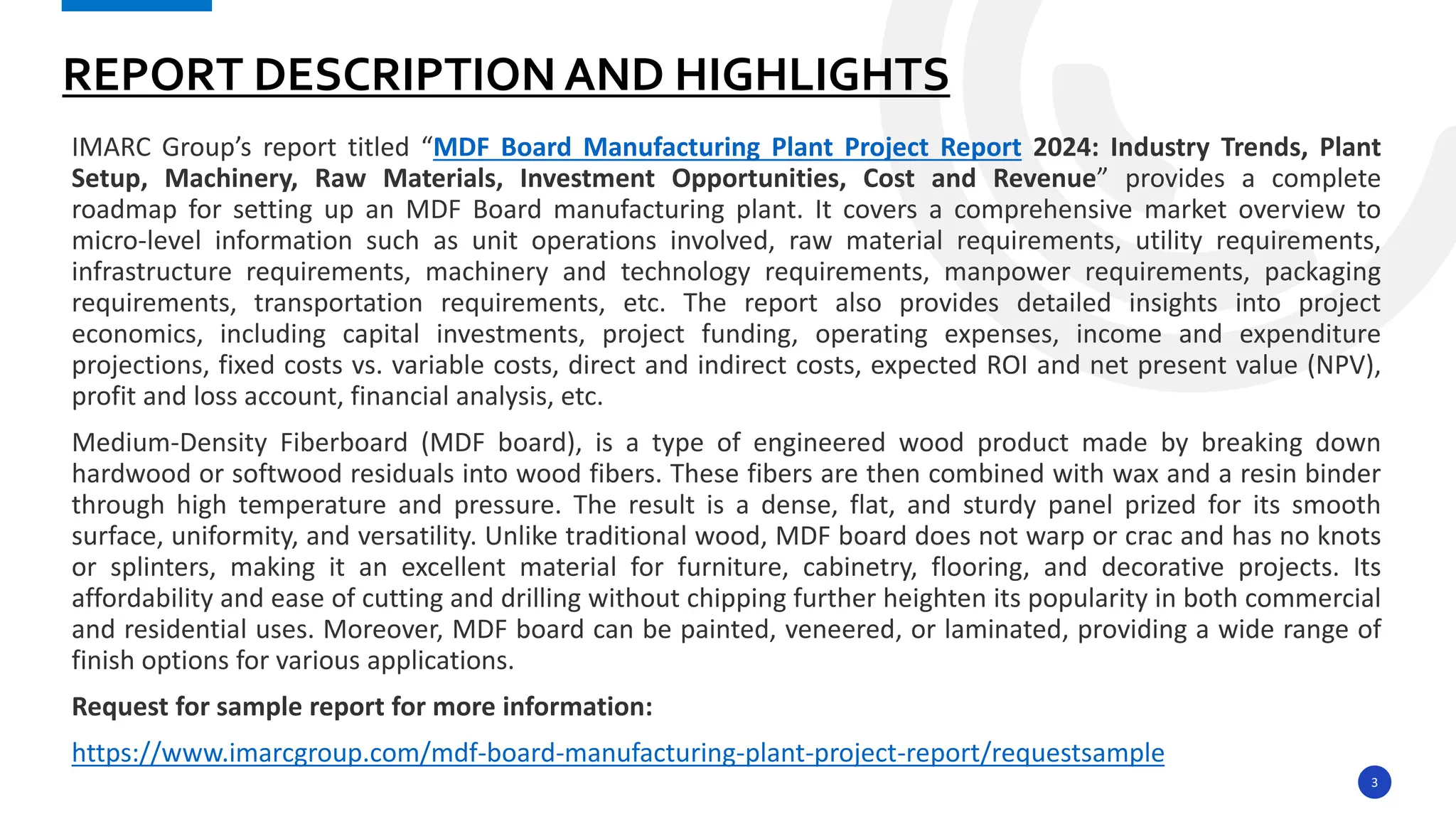 Project Report on MDF Board Manufacturing Plant | PPTX