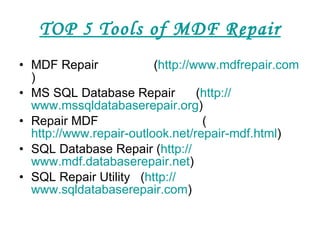 TOP 5 Tools of MDF Repair ,[object Object],[object Object],[object Object],[object Object],[object Object]