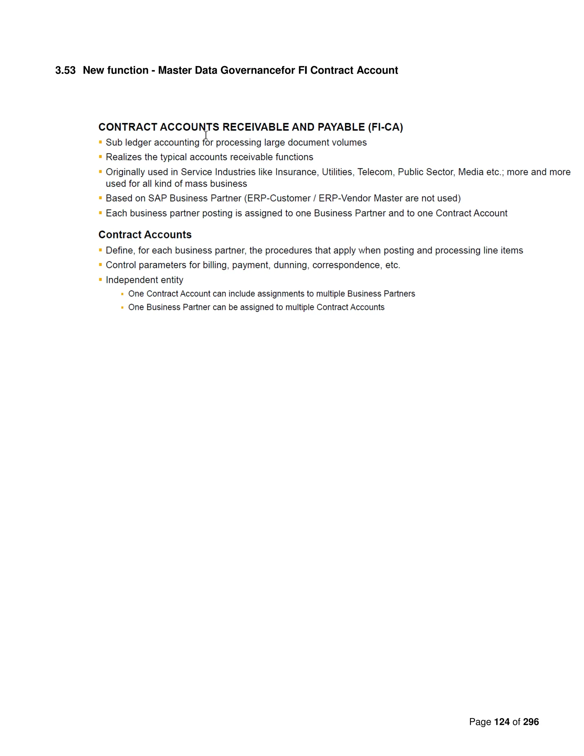 Page 124 of 296
3.53 New function - Master Data Governancefor FI Contract Account
 