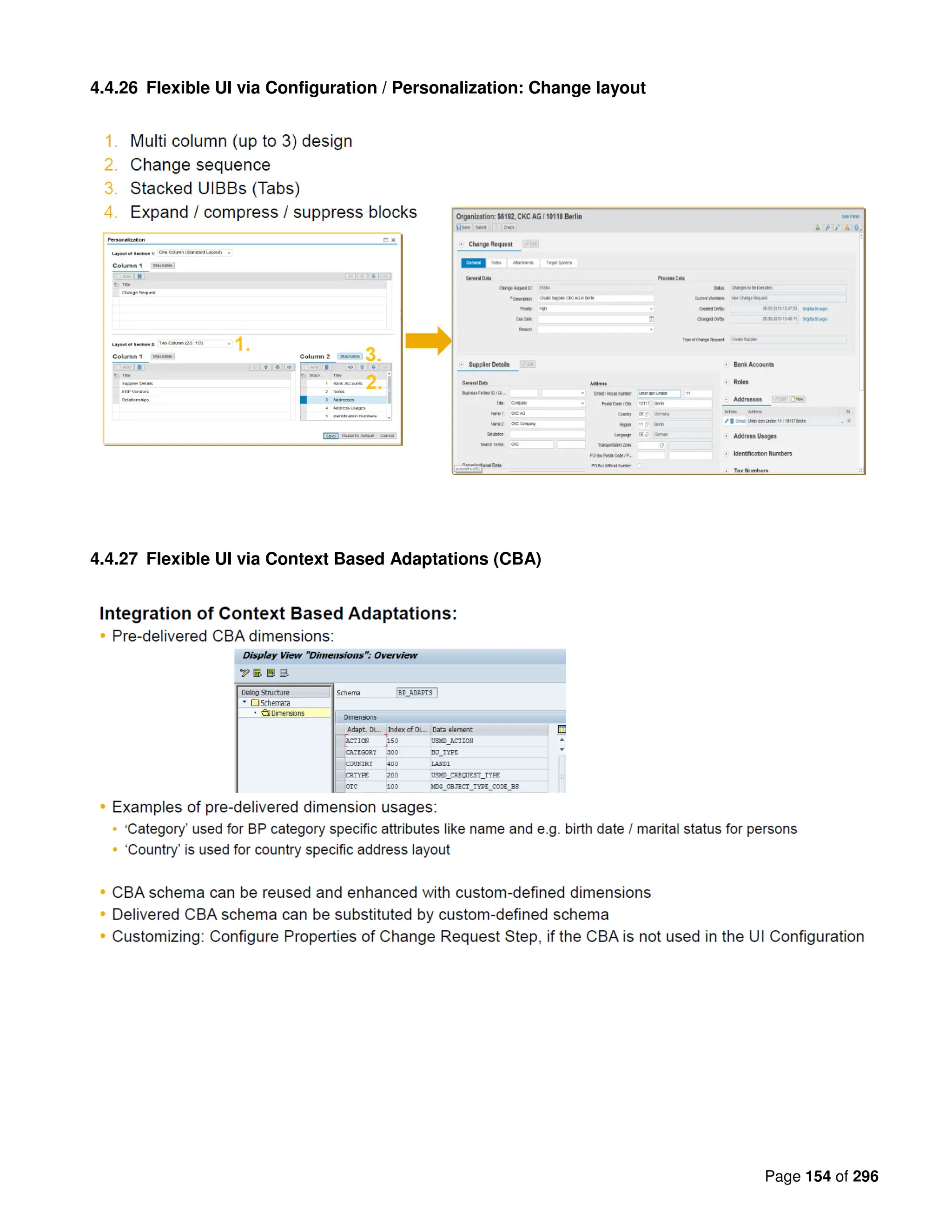 Page 154 of 296
4.4.26 Flexible UI via Configuration / Personalization: Change layout
4.4.27 Flexible UI via Context Based Adaptations (CBA)
 