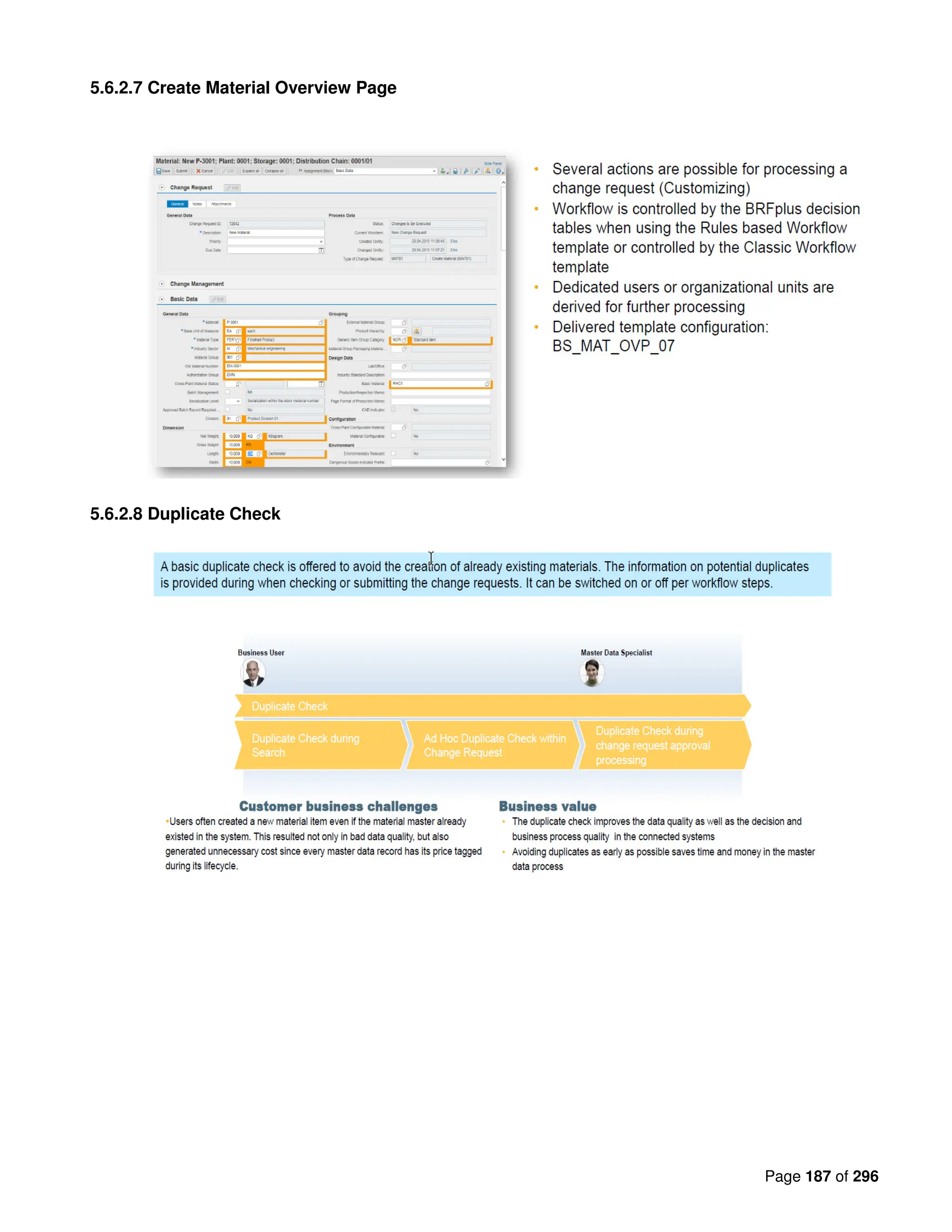 Page 187 of 296
5.6.2.7 Create Material Overview Page
5.6.2.8 Duplicate Check
 