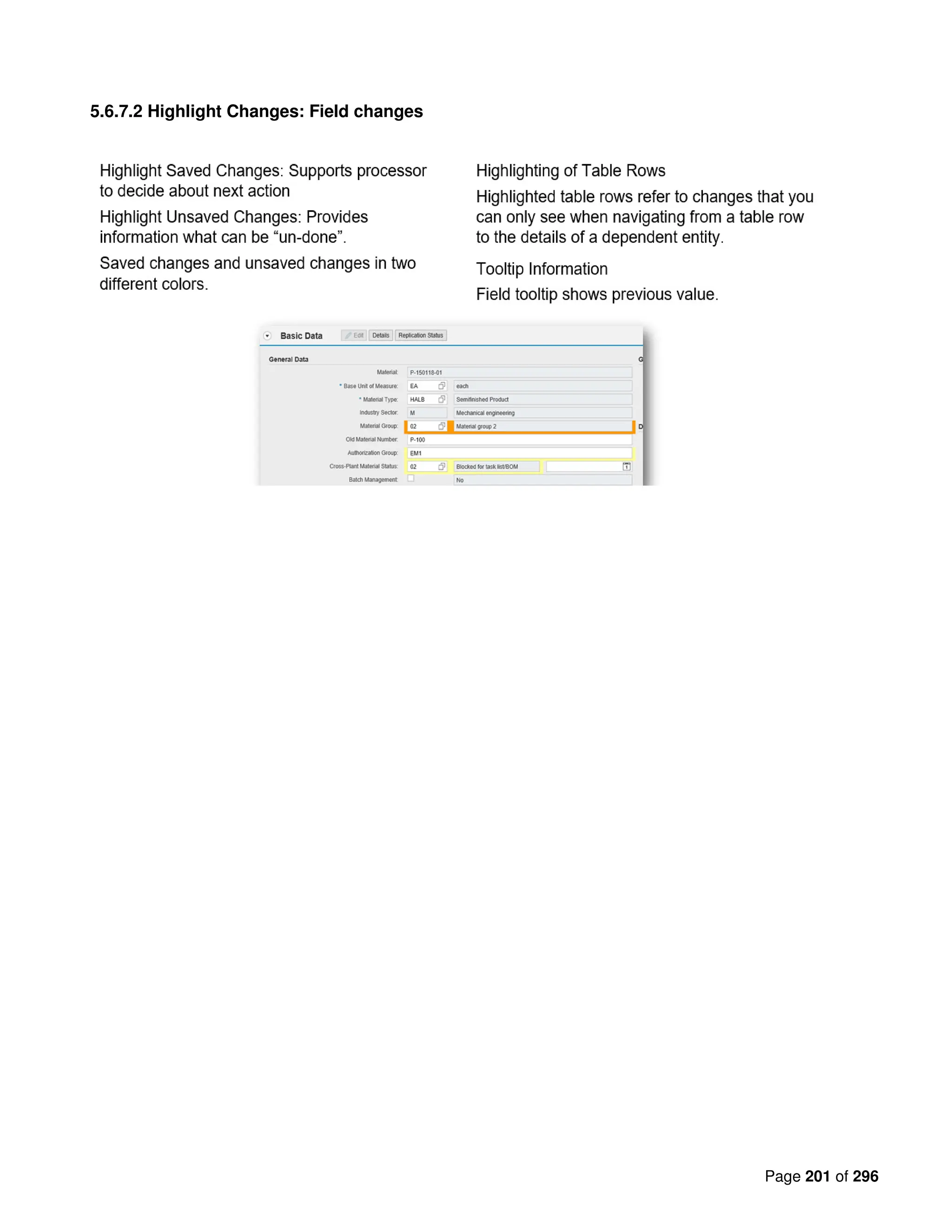 Page 201 of 296
5.6.7.2 Highlight Changes: Field changes
 
