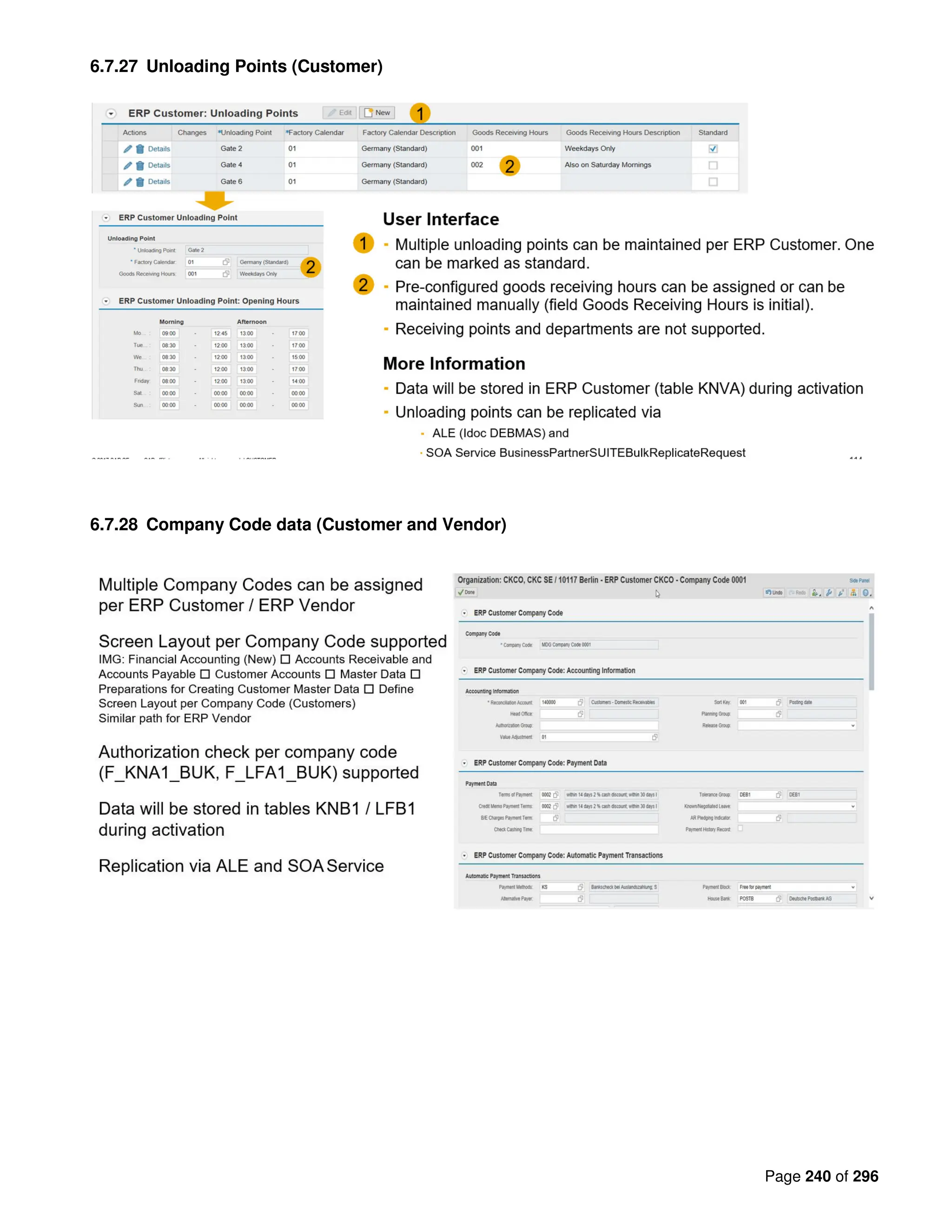 Page 240 of 296
6.7.27 Unloading Points (Customer)
6.7.28 Company Code data (Customer and Vendor)
 
